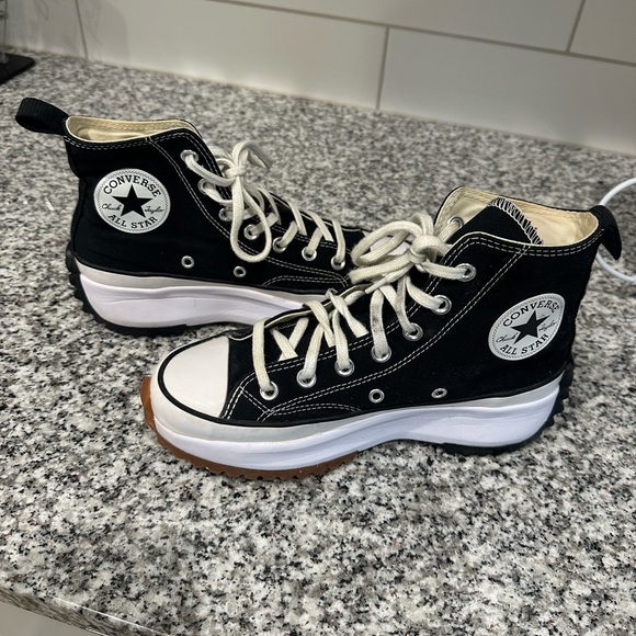 Converse Women’s Black and White High-Top Sneakers - Picture 1 of 4